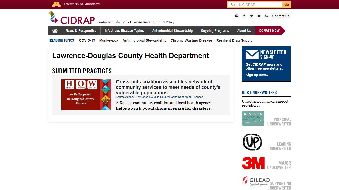 Lawrence-Douglas County Health Department | CIDRAP